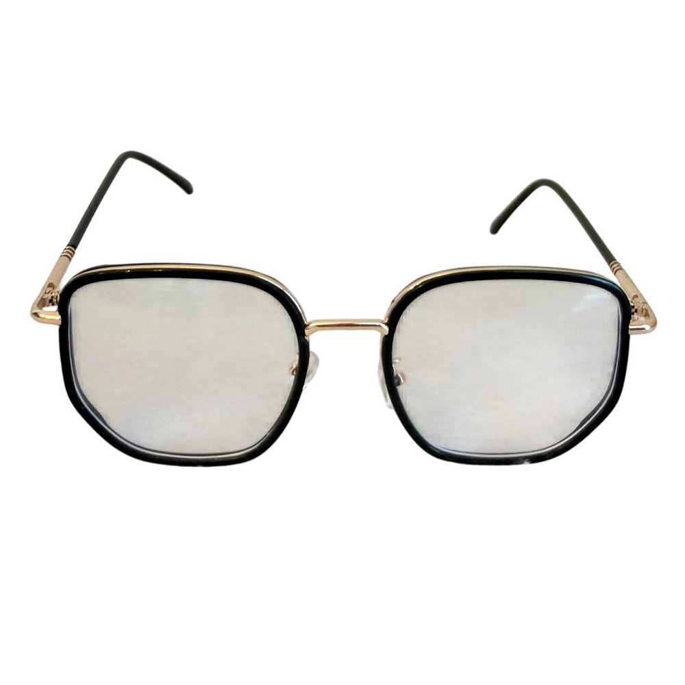 Square Fashion Glasses Women OS Green Gold Geometric Clear Lens Vintage